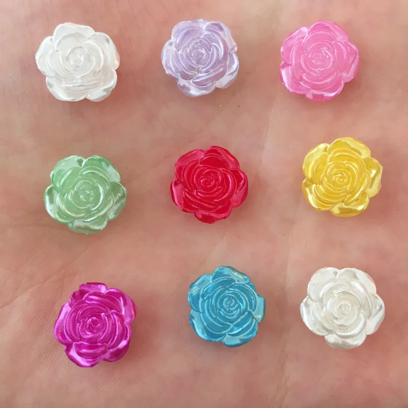 

Hot 200PCS 12mm Resin Flower Flatback Stone Embellishment DIY Beads Crafts Scrapbook K47*5