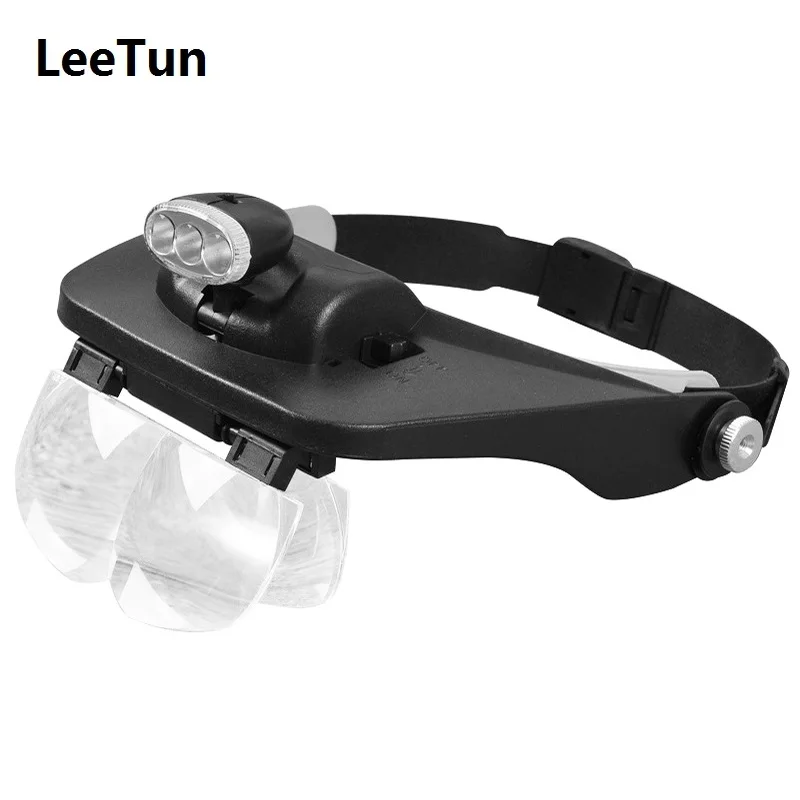 

3LED Magnifier 1.2X 1.8X 2.5X 3.5X for Watch Repairing and Reading Magnifier with Lighted Adjustable Helmet Head-mounted Magnify