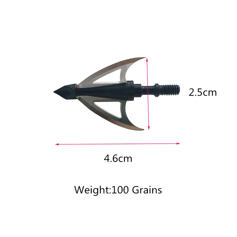 3pcs Archery Arrow Head 3Fixed Blade Broadhead Stainless Steel 100Grain Arrowhead Hunting Archery Arrow Accessories