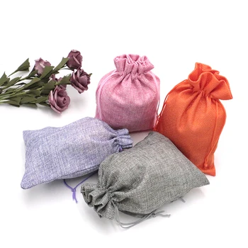 

Drawstring Jewelry Gift Sacks 15*20cm Large Wedding Festival Candy Packaging Linen Stored Bag Burlap Pouches