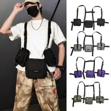 Мода хип хоп Уличная Мужская боевой разгрузочный жилет Мульти-карманы жилет нагрудная сумка жилет функциональные поясные пакеты сумка Kanye