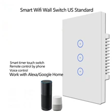 США/AU Wi-Fi 3 Gang Беспроводной дистанционного Управление настенный выключатель света Сенсорный экран AC110V 240 V умный дом Совместимость с Alexa google Home