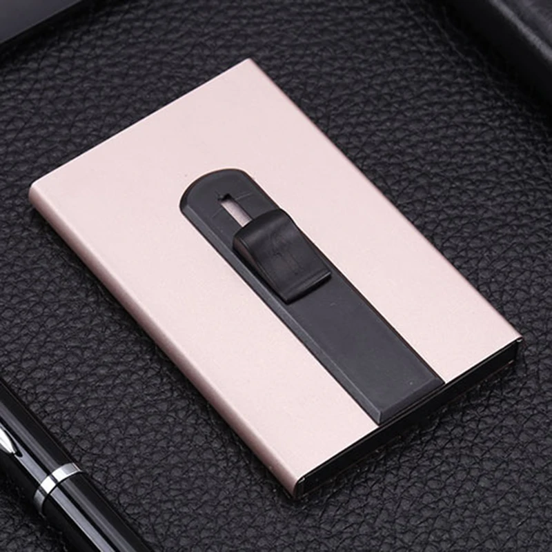 

Aluminum Id Cash Men's Wallet Men Business Rfid Mini Wallets Credit Rfid Blocking Pocket Protector Case Purses Billetera Hombre