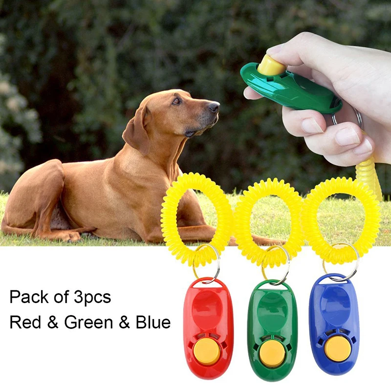3Pcs set Pet Dog Training Clicker with Wrist Strap Big Button Dog Train Plastic Portable Sound