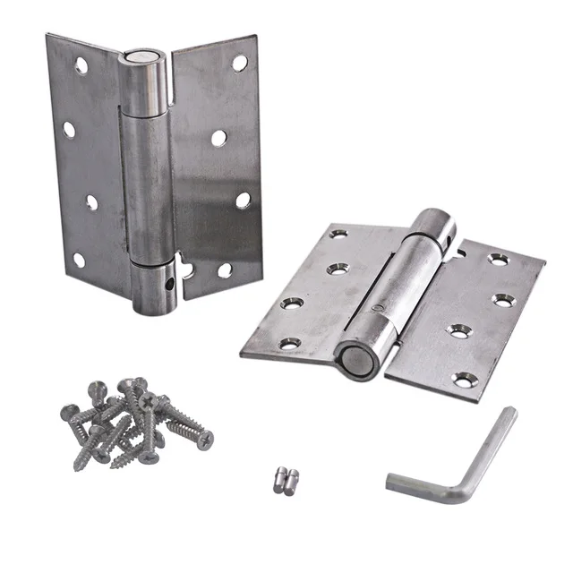 

4 Inch Stainless Steel Automatic closing Single Action Silver Spring Door Hinges Adjustable tension 1 pair