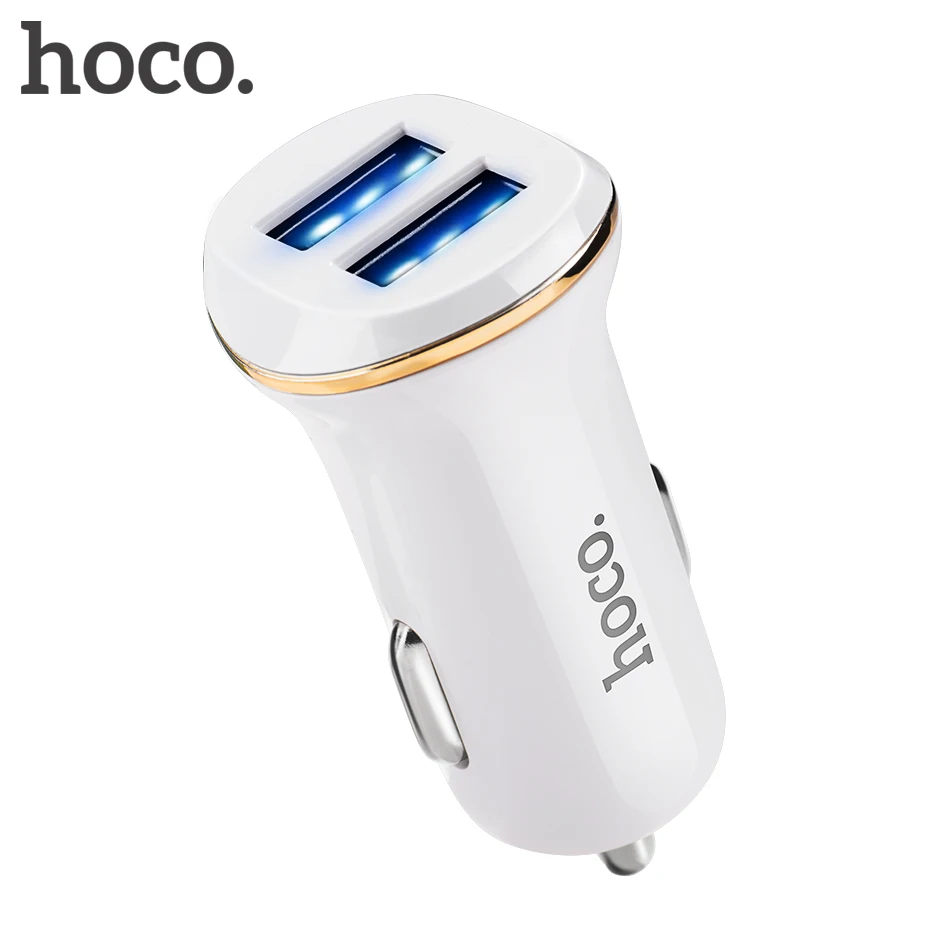 HOCO 2 Ports USB Car Charger Kit Set 2.1A Smart Fast Charging Adapter with Cable for iPhone XS Max XR 6 7 8 Plus Samsung Xiaomi