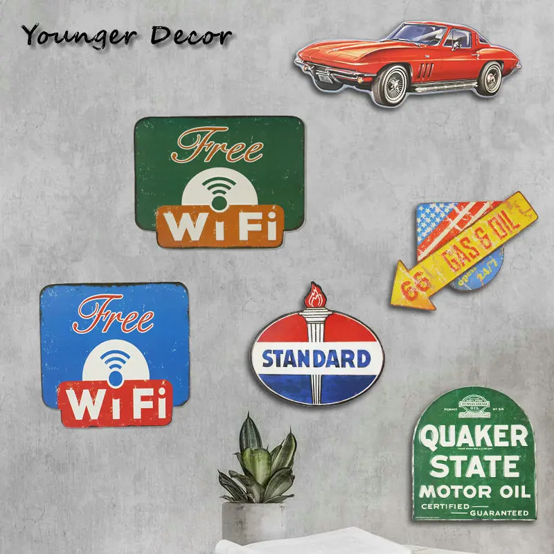 Американский Стиль ROUTE 66 Двигатель газойль Реклама Олово Вход бесплатный Wi-Fi