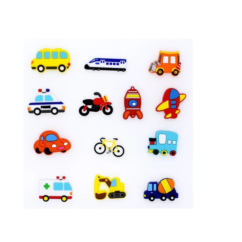 100pcs Novelty Cute boys car cartoon PVC Shoe Charms Fit Bracelets Jibz Croc,Shoe Accessories Ornamnts flower,Kids Party Gifts