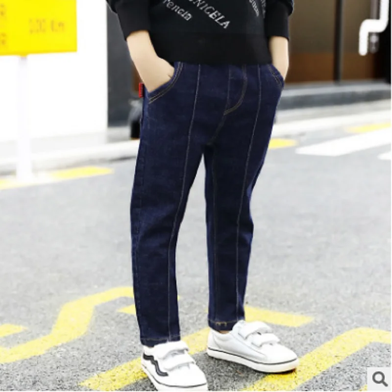 

Children's Boys Jeans New 2018 Spring and Autumn Fashion Trousers Boys Solid Slim Fit Pants Denim Thin Blue Size4-14 Jeans ly113