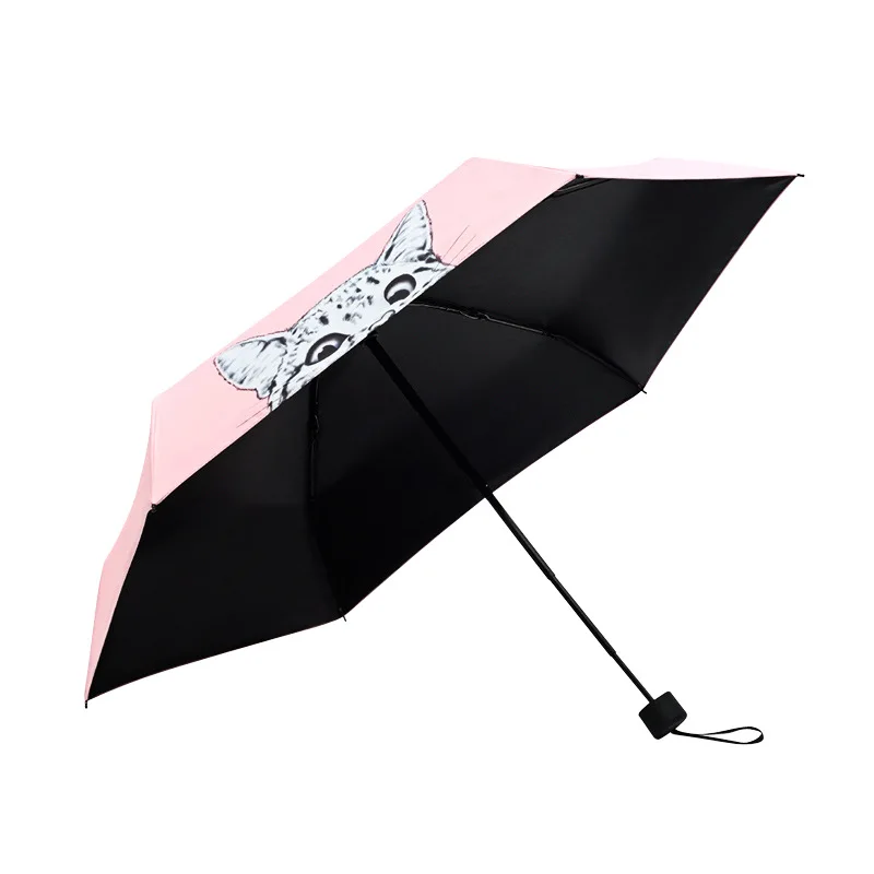 YADA Ultralight Mini Cartoon Dog Cat Umbrella Rain Women uv Cute Charm Umbrella For Womens Windproof Five Folding Umbrella YS690