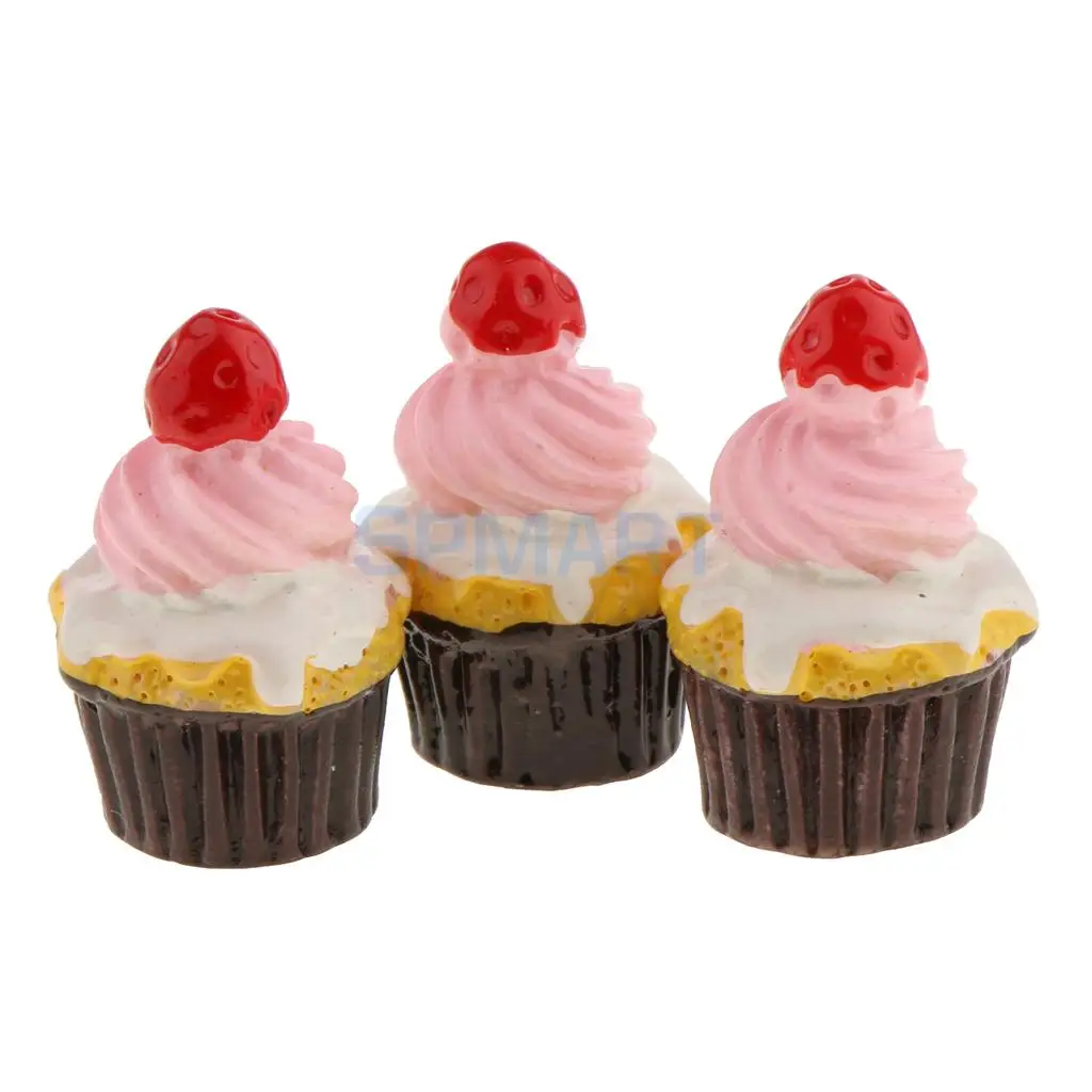 10 Pieces 1/12 Scale Dollhouse Miniatures Strawberry Dessert Cake Food