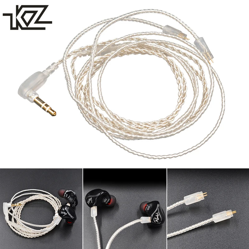 

100% Original KZ MMCX Silver Plated Cable 4 Core Earphone Upgrade Cable Fit for Shure Weston SD6 Custom Made IEMS DIY Earphone