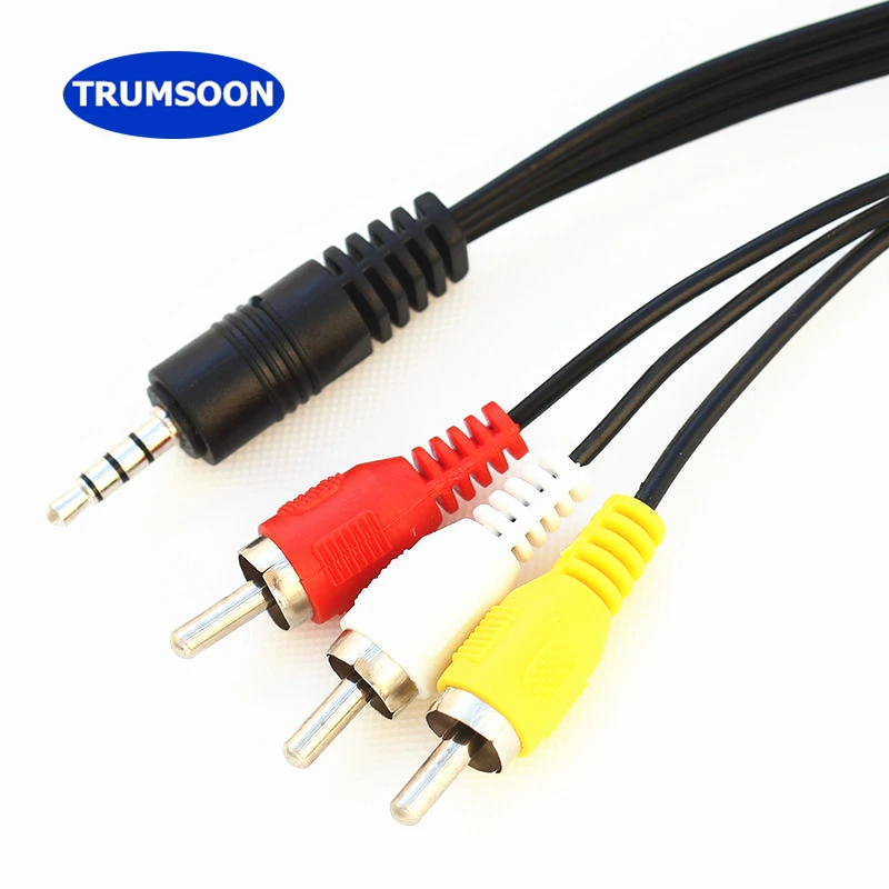 

Trumsoon 3.5mm Jack to 3RCA AUX RCA Audio Video Cable AV Cord for Laptop DVD TV 1.5/3m