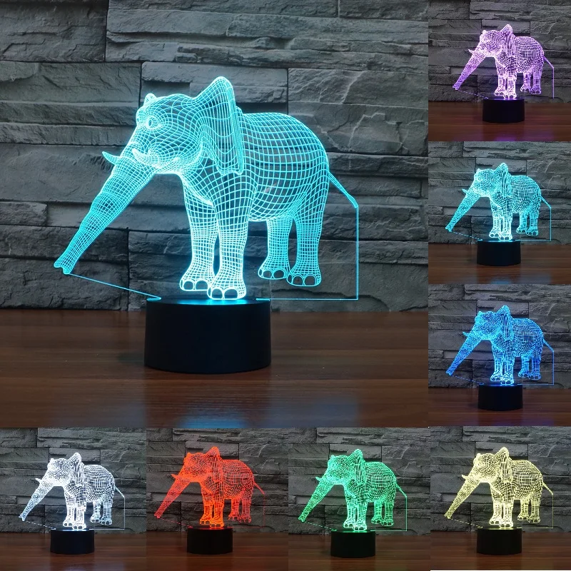 Luzes da Noite criativo 3d elefante luz night Bateria : Lítio Ionizado