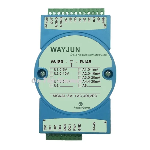 

Eight road 4-20mA current or 0-5V voltage to Modbus TCP network data acquisition module WJ80