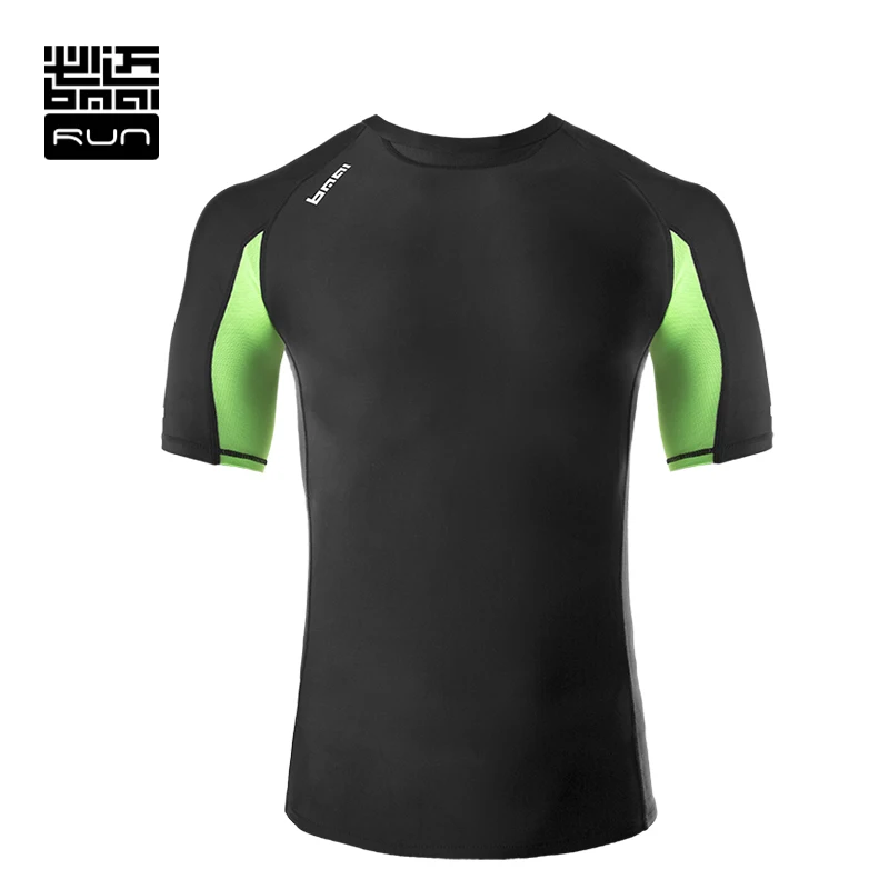 

BMAI Mens Compression Running T-shirt Breathable Short Sleeve Fitness Gym Outdoor Moisture Quick-Dry Sportswear For Male#FRCB001