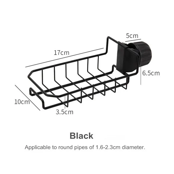 Нержавеющая сталь раковина подвесной стеллаж для хранения кран зажим Ванная комната Кухня Губка для посуды дренажная полка Домашний Органайзер аксессуары - Цвет: Черный