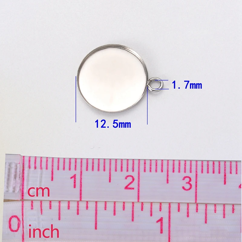 

FUNIQUE 10PCs Stainless Steel Cabochon Setting Chain Pendant Heart Round Polished Silver Tone Cabochon Tray DIY Necklace Jewelry