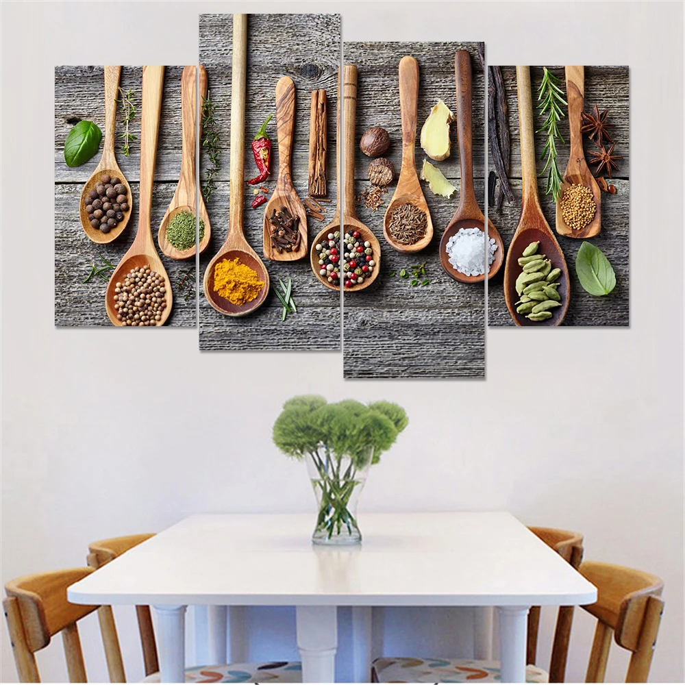 

Cuadros Decoracion Modular Picture Hanging Wall Art Canvas Home Decor Kitchen Tableware Posters Kitchen Spices Modern Print