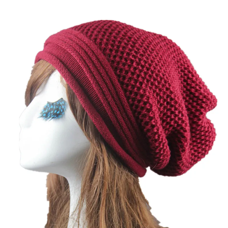 

Unisex Knitting Wool Winter Hat Women Hats Hip Hop Cap Solid Female Male Hat Fall Winter Warm Heap Pile Cap Casual Adult Hat D7