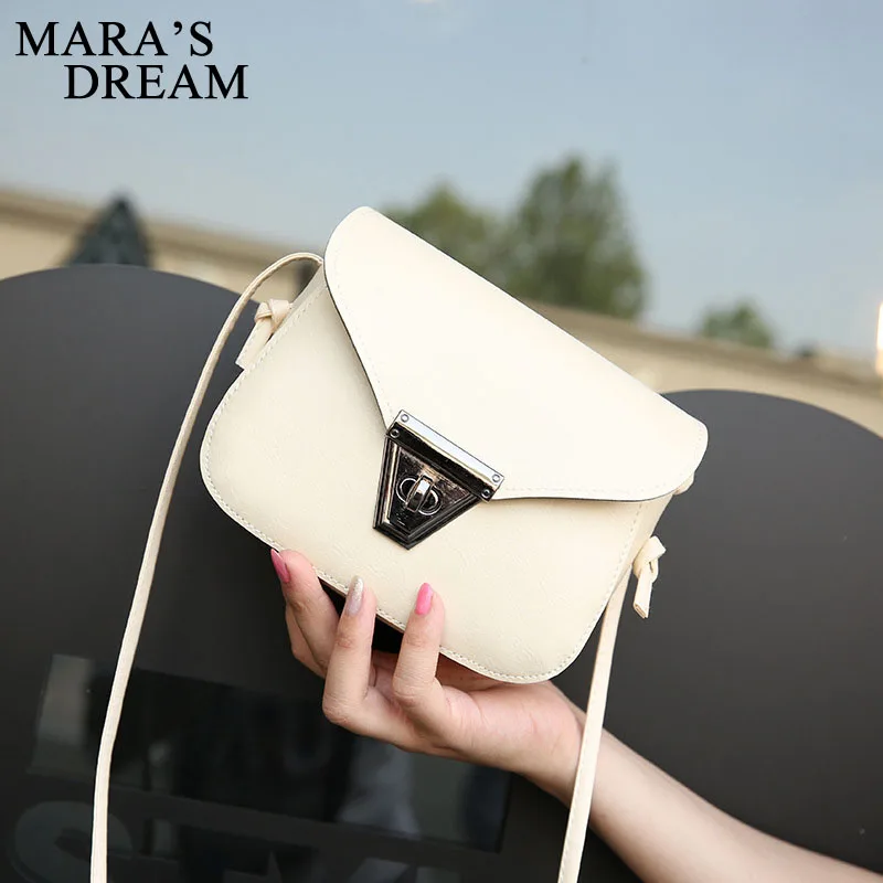 مارا حلم 2019 أزياء النساء صغيرة أكياس Crossbody بو الجلود الحلوى اللون صغيرة رفرف حقائب كتف للفتيات حقيبة ساعي