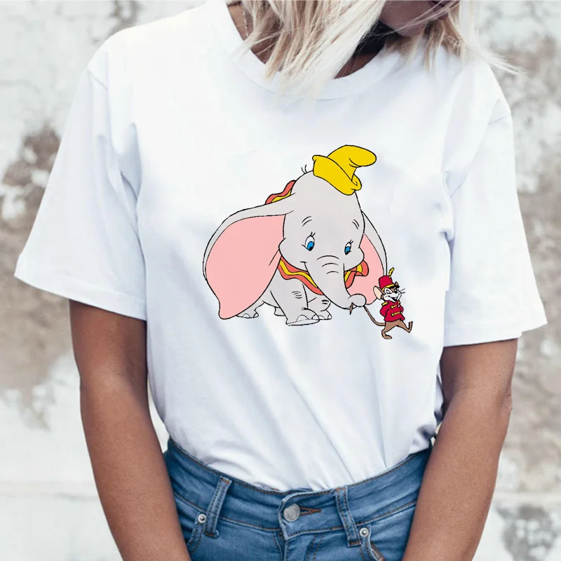 Забавная футболка Dumbo летние топы женские повседневные футболки с графическим принтом femme harajuku Elephant animal футболка уличная camiseta