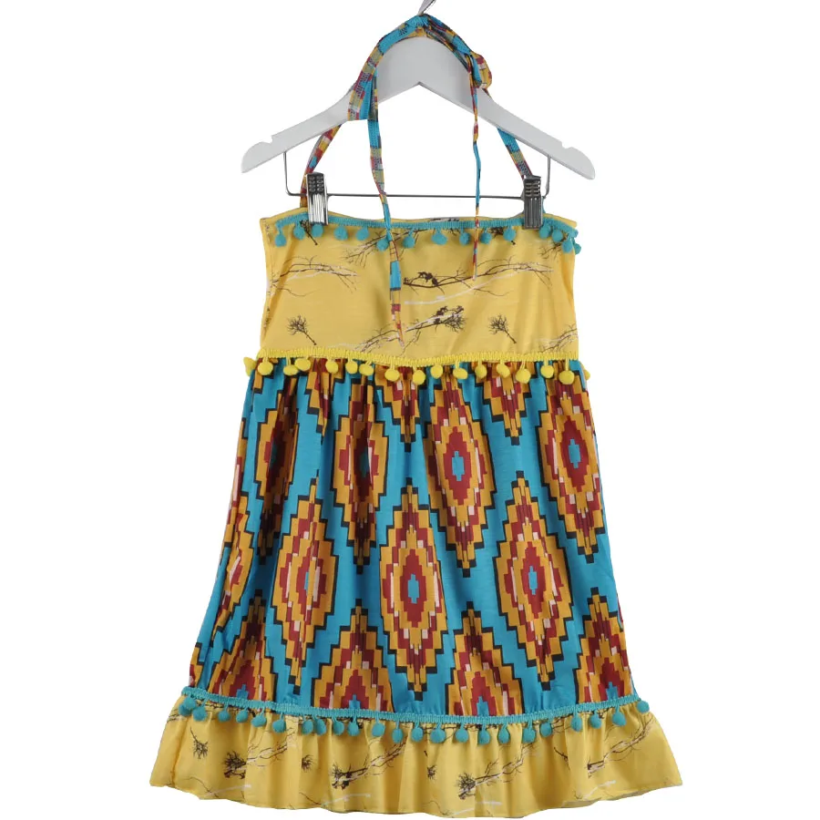 

conice nini brand summer cotton design new baby girls kids boutique clothes dress yellow print party dresses DX035