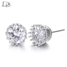 Crown Stud Earrings classic jewelry for women Fashion 925 sterling silver rhinestone brincos vintage wedding earrings dse001