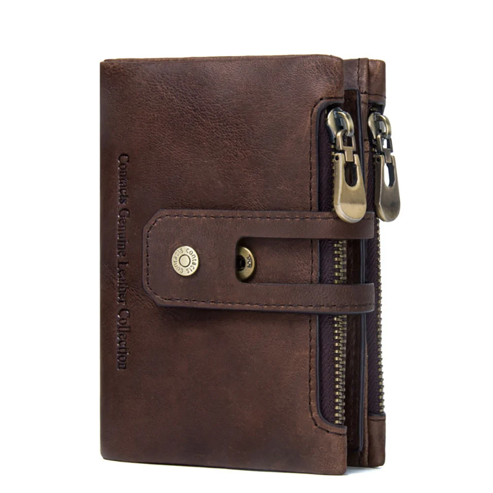 

Brand Luxury Top Men Wallet Zipper Cow Leather Male Wallet Multifunction With SD Card Lattice Short Genuine Leather Male Wallet