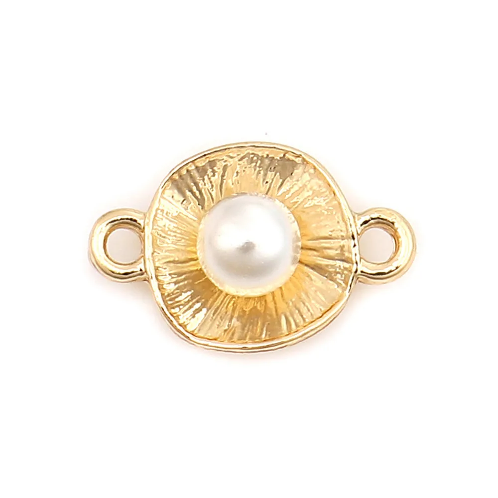 DoreenBeads разъемы из сплава цинка круглые золотые белые акриловые Имитация Жемчуга