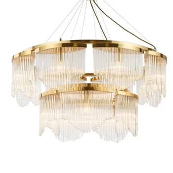 

Light luxury modern living room chandelier bedroom hotel restaurant round creative crystal villa clothing store decorative liing