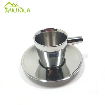 

1 Set European 304 Stainless Steel Coffee Cup Double Wall Small Capacity 65ml Milk Cup