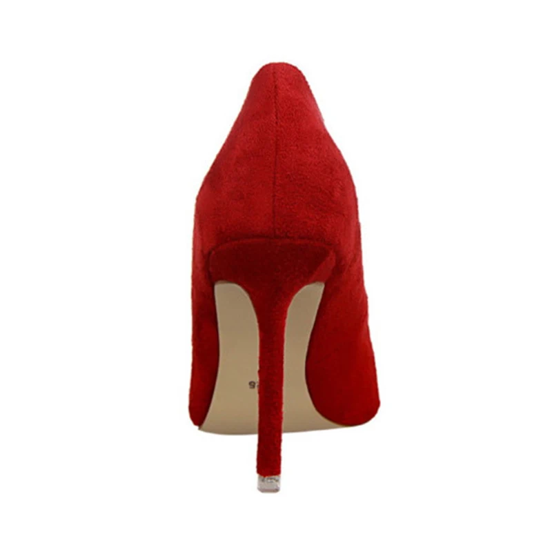 2018 New High Heels Women Fashion Pointed Toe Office Shoes Women's Solid Flock Shallow High Heels Shoes for Women 9 Colors