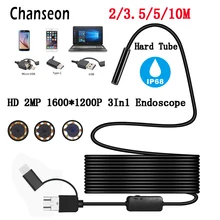 Chanseon HD1200P Android 8 мм Micro Тип usb-c USB 3In1 компьютер эндоскопа бороскоп Водонепроницаемый инспекции мини USB Video Камера