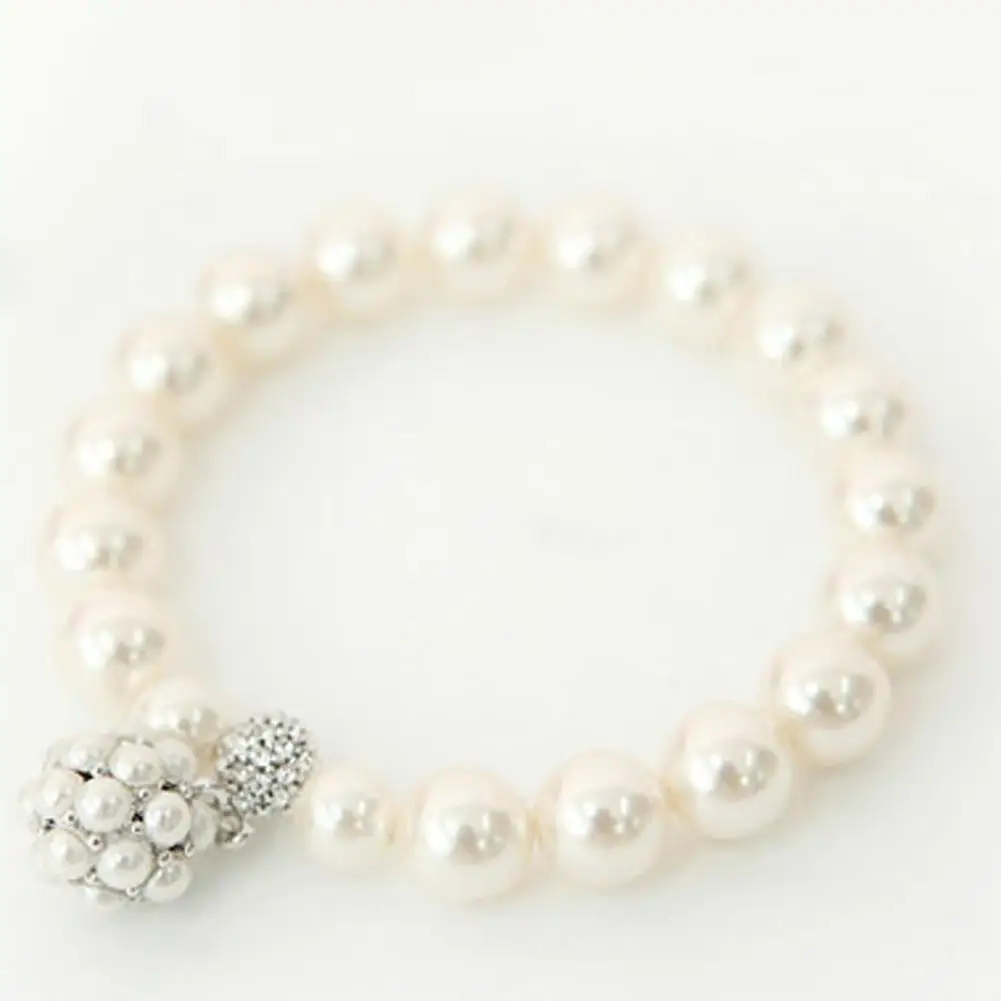 

Fashion Jewelry Bracelet Faux Pearl Shiny Wrist Decor Women Bangle