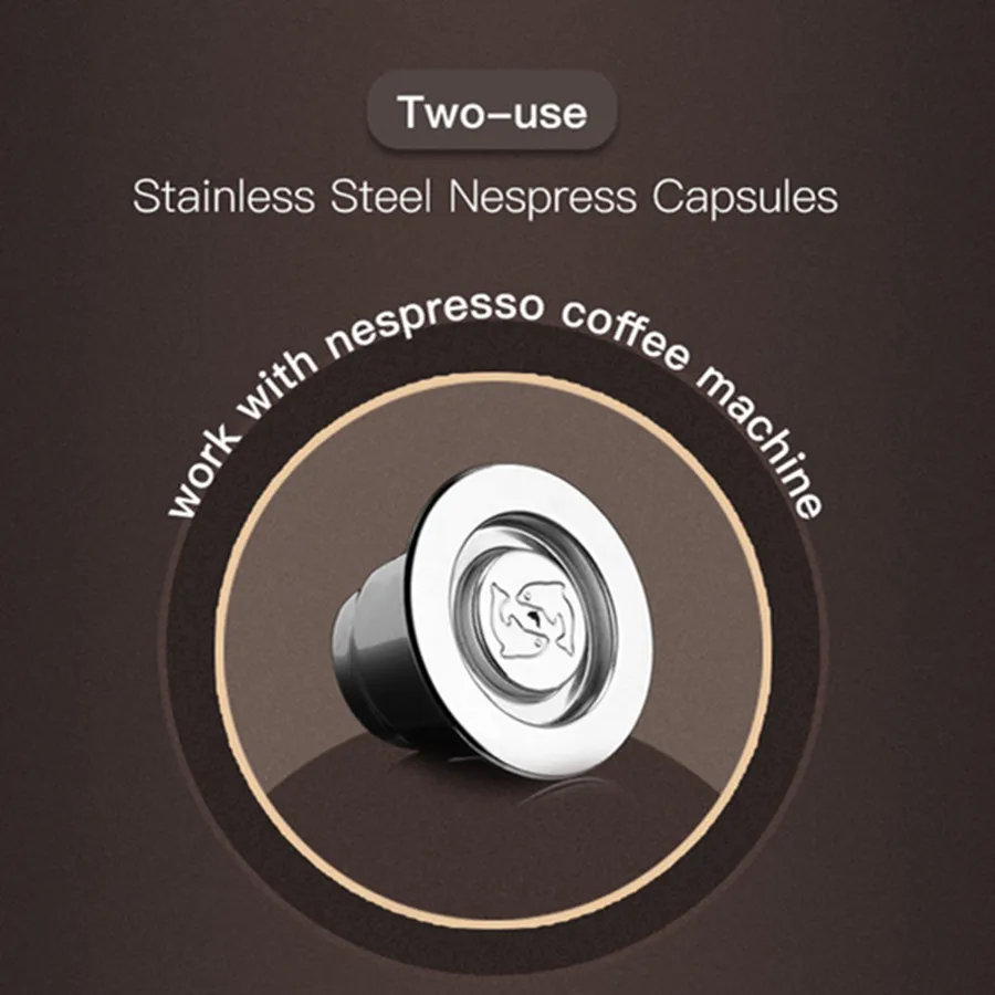 

Stainless Steel Refillable Nespresso Capsule Reusable Coffee Basket Capsule for Nespresso Machine +1 Metal Nespresso Tamper