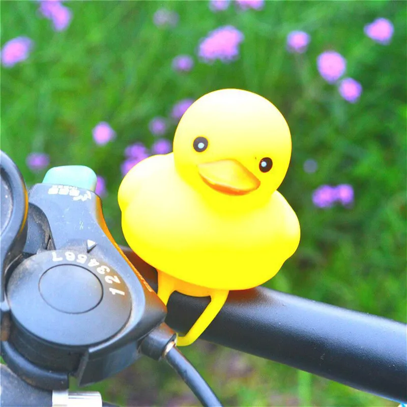 Hot New Silica Gel Yellow Cartoon Lovely Practical Duck Shape Warning Safety Head Light Shining Bicycle Bell Bike Handlebar #A | Спорт и