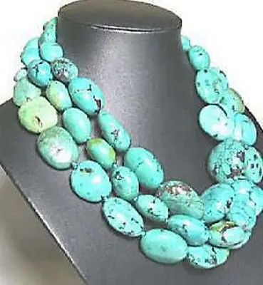 

Hot sale Free Shipping>>>>>Beautiful Green Turquoise 13x18mm Beads Necklace 48"Long