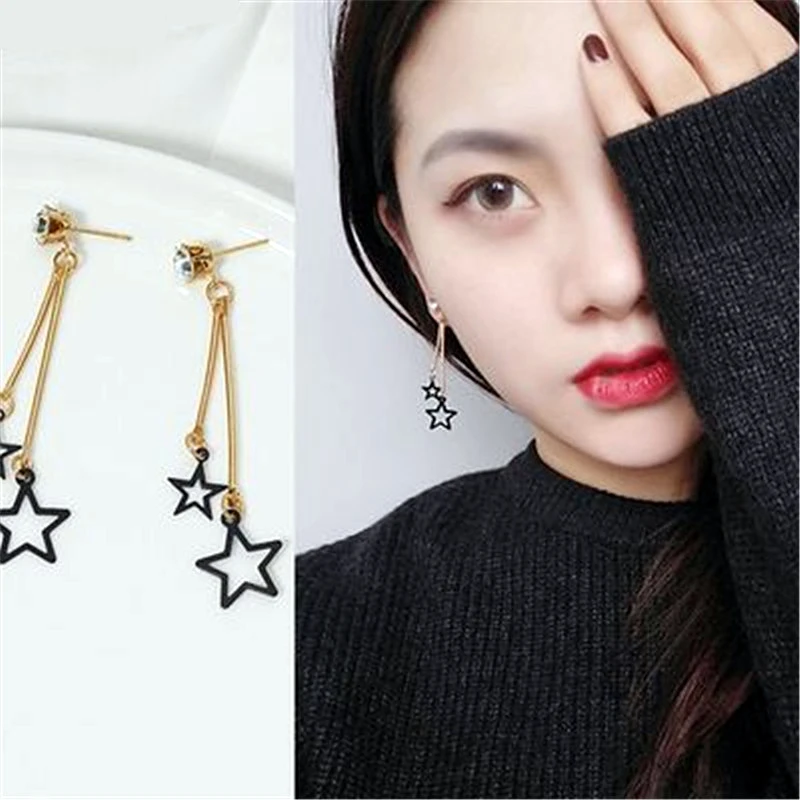 E0310 Fashion Round Star Design Crystal Drop Earrings For Women Girls