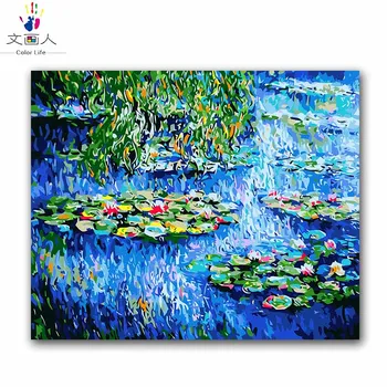 

Water lily Monet famous paintings by numbers with kits Image pictures colorings paints by numbers diy handmade artwork framed