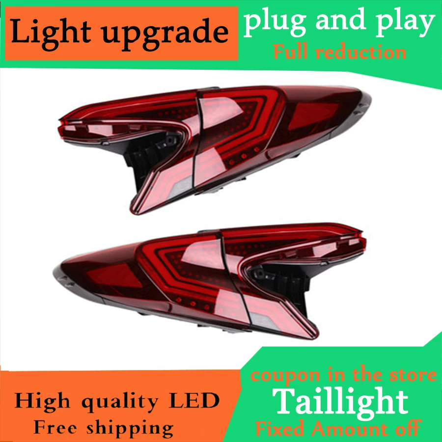 Discount D-YL Car styling for Toyota CHR Taillights 2017-2018 C-HR CH-R Toyota Tail Led Tail Lights Fog Rear  DRL + Brake + Park + Signal 2