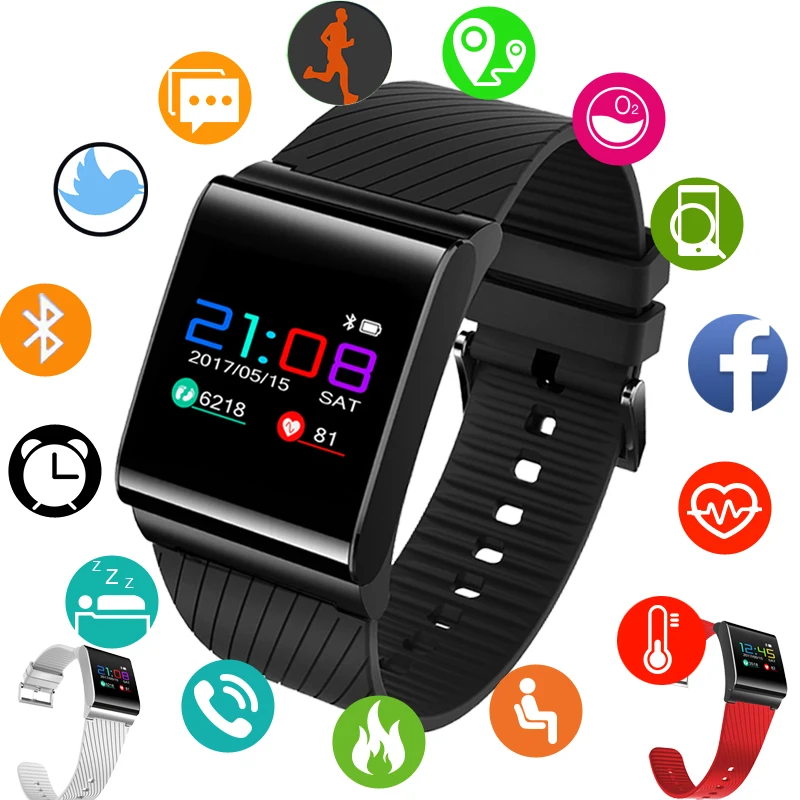 

2018 NEW LIGE Smart Watches Men Blood Pressure Blood Oxygen Heart Rate Detection Color Screen OLED Sports Watch Waterpoof Clock