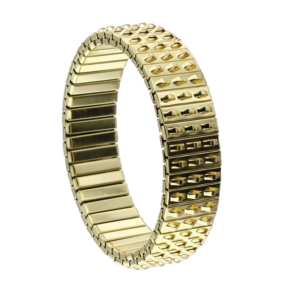 

Hapiship 2018 Women's Fashion Gold Tone Bracelet Bangle Elastic 0.6" Width VJE Free Shipping