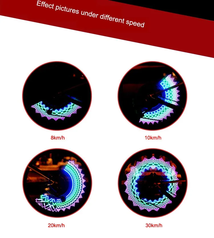 Leadbike 32 LED Bicycle MTB Wheel Tire Spoke Light Waterproof Bicycle Wheel Light 32 Patterns
