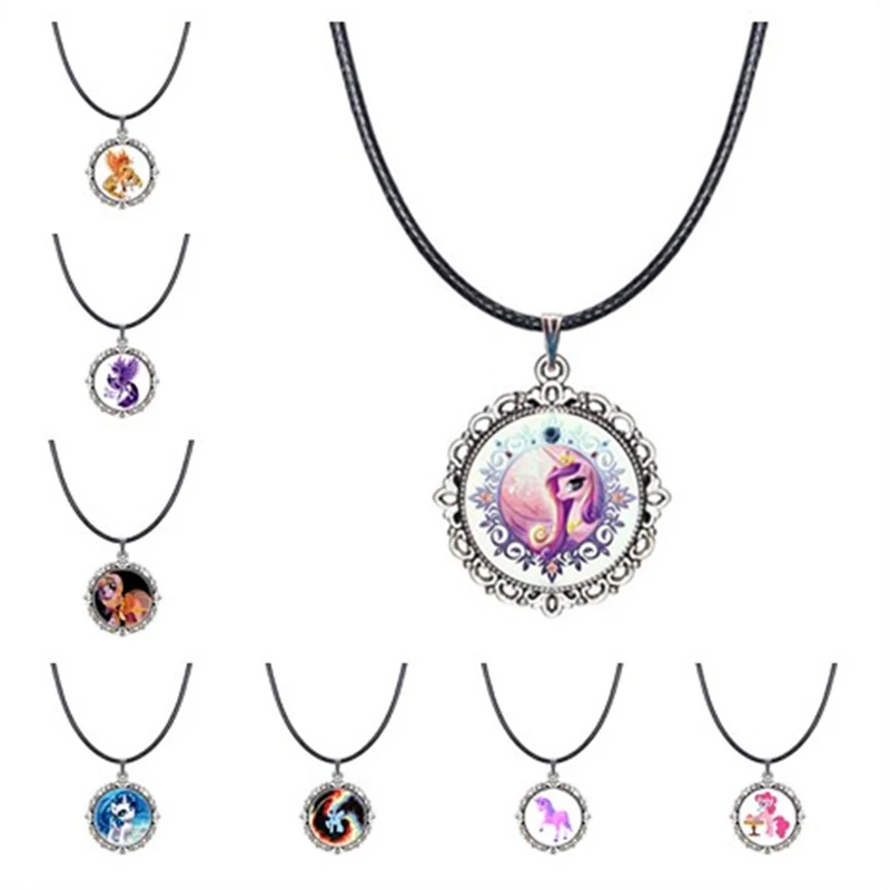 Unicorn Choker Necklace Royal Crown Horse Jewelry Cute Animal Pendant Glass Cabochon Handmade Jewellery Women Collar Necklace
