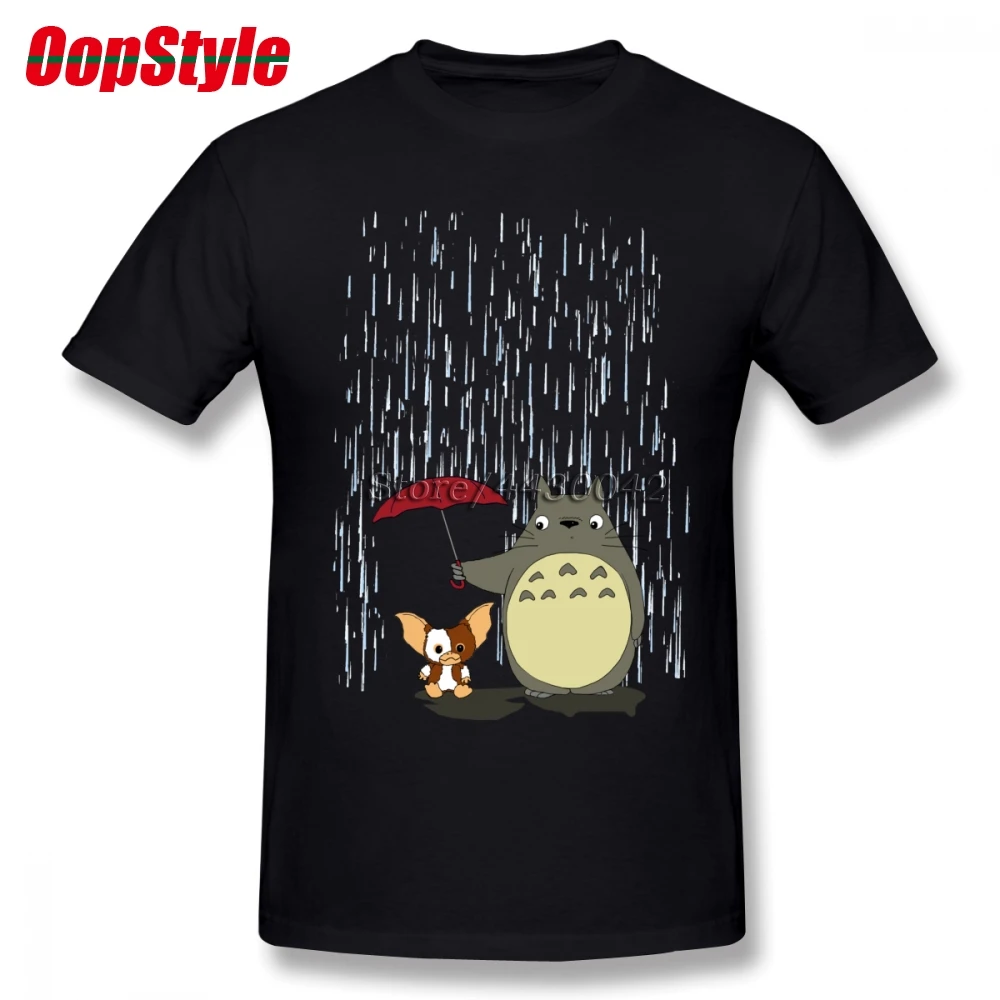 

Totoro In The Rain Umbrella Ghibli T-shirt For Men Dropshipping Summer Short Sleeve Cotton Plus Size Custom Team Tee 4XL 5XL 6XL