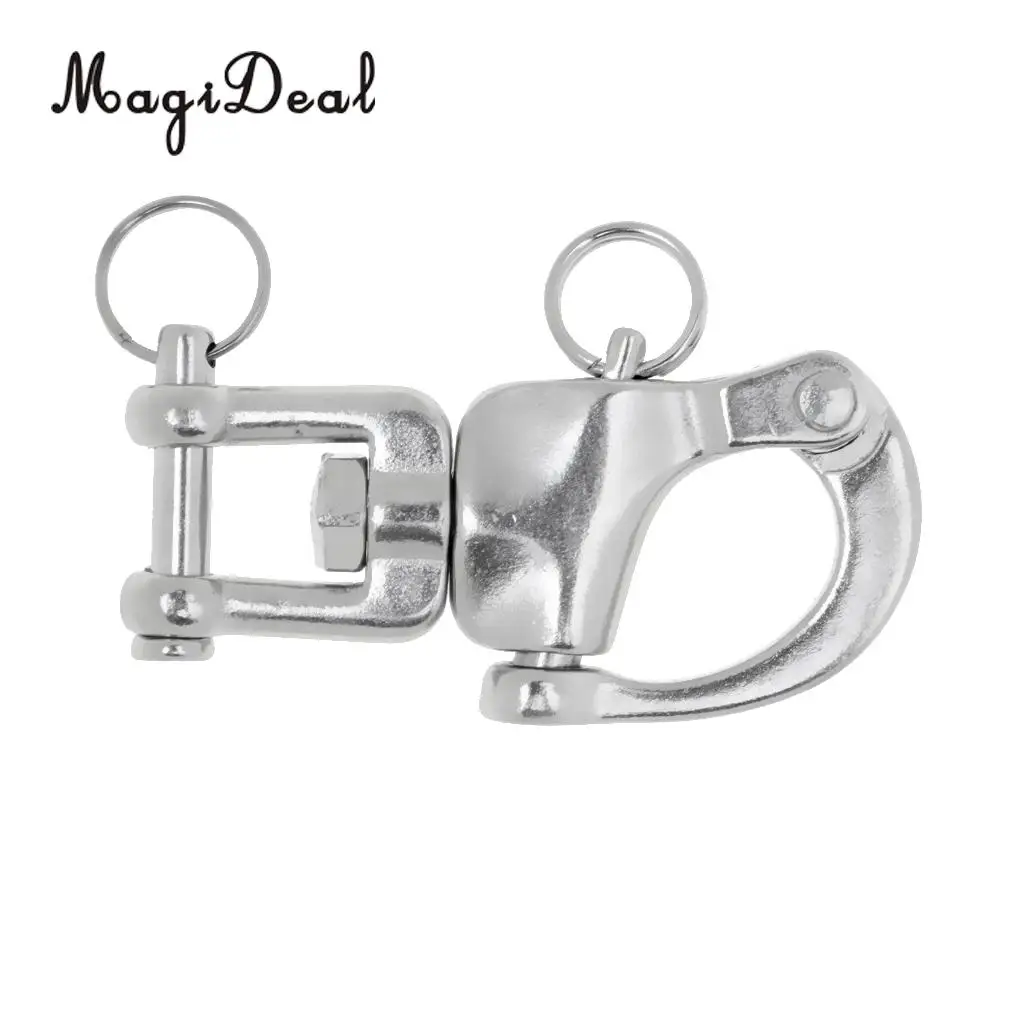 MagiDeal Snap Swivel 304 Stainless Steel Heavy Duty Snap Shackle D Ring Shackle Kayak Marine Boat Hardware 3 Size for Canoe Boat