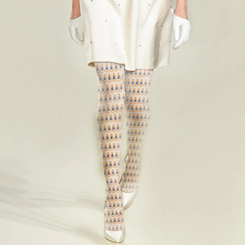 

140 D velvet printed pantyhose thick color raindrop printed pantyhose