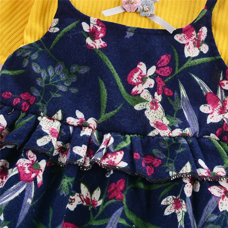 Summer new Toddler Baby Kids Girls Ruched Ruffles Floral Flowers Princess Dresses Clothes fashion cute design (13)
