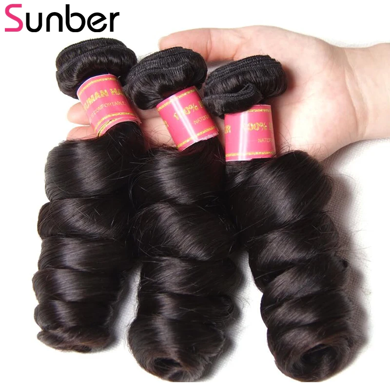 

Sunber Hair Peruvian Loose Wave 3 Bundles Deal 100% Remy Hair Extensions 16-26Inch Natural Black Human Hair Weaves Free Shipping